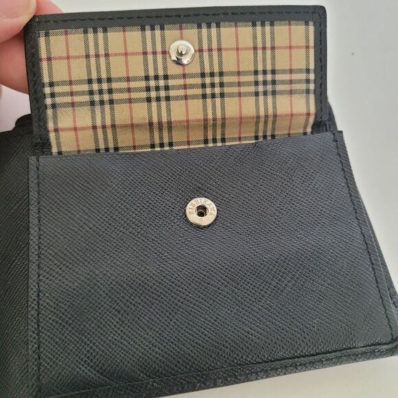 Burberry Men Designer Card Coin Bill Wallet 3in1 Black Leather Bifold Medium - Picture 6 of 14